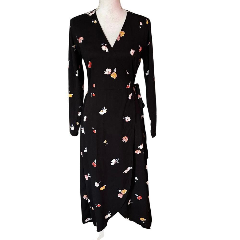 Armedangels Armed Angels Size S Elke Fall Flowers Wrap Midi Dress Floral Print